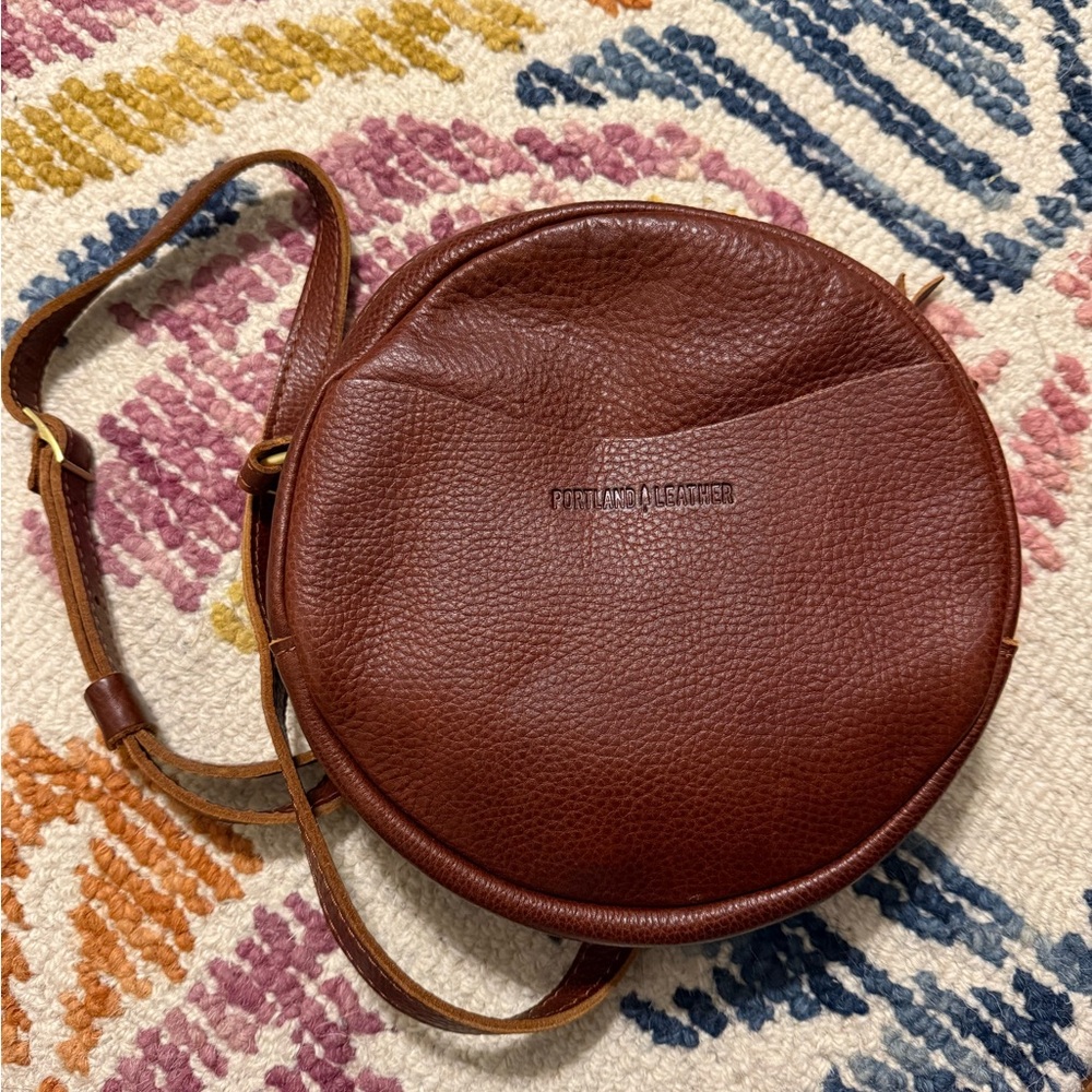 Portland Leather Nutmeg Large Round Crossbody Bag